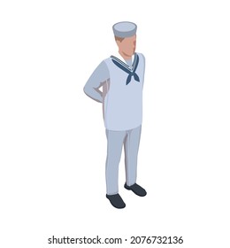 Army Soldier People Isometric Composition With Isolated Character Of Navy Man Standing At Ease Vector Illustration