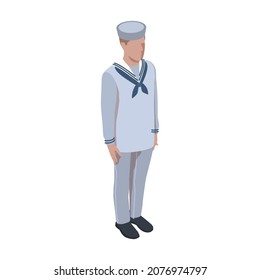 Army Soldier People Isometric Composition With Isolated Character Of Navy Man Standing To Attention Vector Illustration