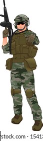 army soldier posing on a white background