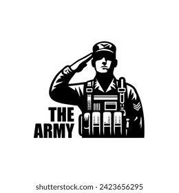 Army soldier salute silhouette logo icon vector illustration.