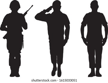 Army Soldier Silhouette Vector. Military Silhouette.