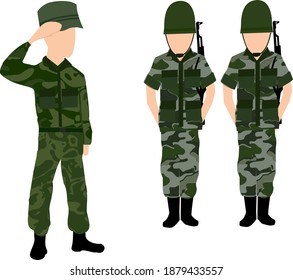 Soldado del ejército de pie respeta frontera guerrera, linda ilustración de ocupación vector