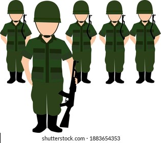 Army Soldier Standing Respect Warrior Border Stock Vector (royalty Free 