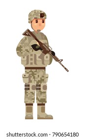 army soldier standing with...le vector illustration