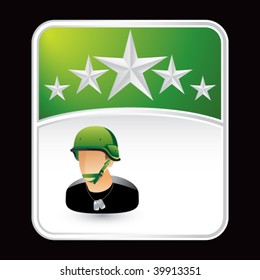 army soldier under green star background