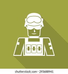 army soldier usa flat icon with long shadow.