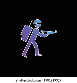 Soldado del ejército Icono de vector de gradiente azul