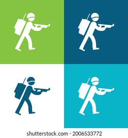 Army Soldier Walking Flat vier Farbe minimale Icon Set