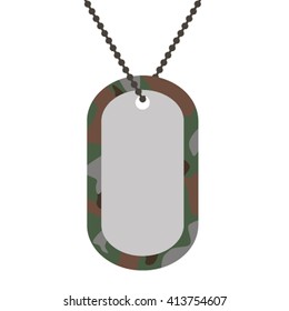 Army Soldiers Badge Tag Medallion Metal Chain Vector Illustration. 