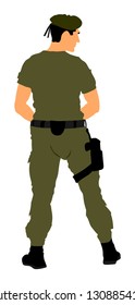 Army soldier's vector isolated on white. (Memorial day, Veteran's day, 4th july, Independence day). Modern young police man or soldier on duty. Special force member. Foreign legion commander captain.