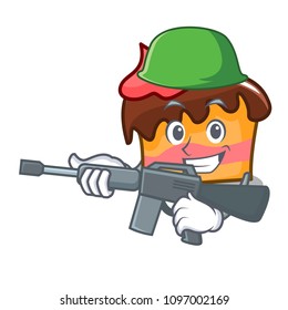 Army sponge cake character cartoon