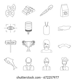 army, sports, finance and other web icon in outline style. cooking, animal, vegetables icons in set collection.