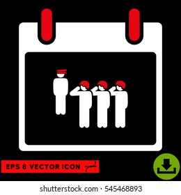 Army Squad Calendar Day icon. Vector EPS illustration style is flat iconic bicolor symbol, red and white colors.