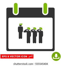 Army Squad Calendar Day icon. Vector EPS illustration style is flat iconic bicolor symbol, eco green and gray colors.