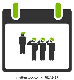 Army Squad Calendar Day vector pictograph. Style is flat graphic bicolor symbol, eco green and gray colors, white background.