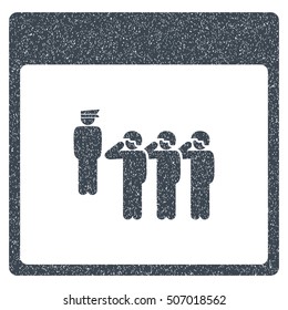 Army Squad Calendar Page grainy textured icon for overlay watermark stamps. Flat symbol with dust texture. Dotted vector smooth blue ink rubber seal stamp with grunge design on a white background.