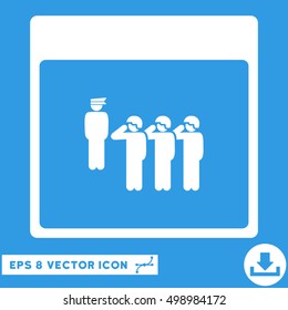 Army Squad Calendar Page icon. Vector EPS illustration style is flat iconic symbol, white color.