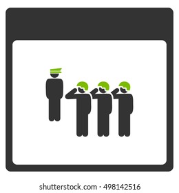 Army Squad Calendar Page vector icon. Style is flat graphic bicolor symbol, eco green and gray colors, white background.