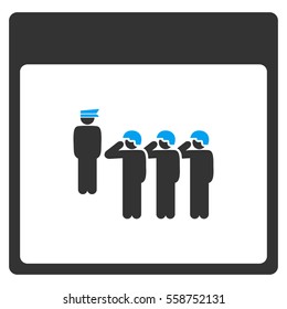 Army Squad Calendar Page vector toolbar icon. Style is bicolor flat icon symbol, blue and gray colors, white background.
