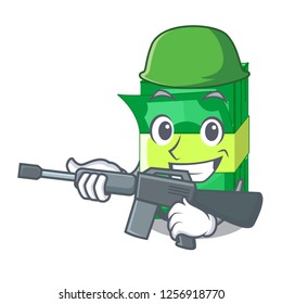Army stack money shape cartoon on table