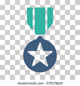 Army Star Award icon. Vector illustration style is flat iconic bicolor symbol, cobalt and cyan colors, transparent background. Designed for web and software interfaces.