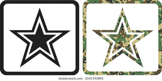 Estrela do Exército, Exército de Camuflagem, Estrela Militar, Emblema do Exército, Veterano do Exército, Veterano, Patriótico, Dia dos Veteranos, Heróis, Honra, Dia do Memorial, Dia da Independência, Vetor, Silhueta, Logotipo