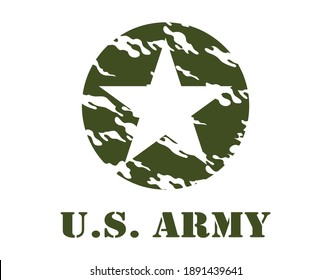 Army Star Green Olive Color. Military Insignia Symbol, Badge, Label, Sticker, Svg ilustration svg