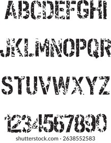Army Stencil Faded typography font lettering ABC cartoon vector text