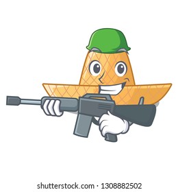 Army straw hat isolated with the character