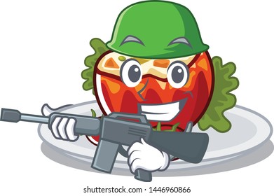 Army stuffed tomatoes put on character plates