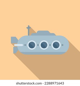 Army submarine icon flat vector. Sea ship. Marine toy