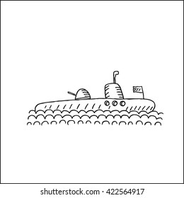 army submarine vector hand drawn sketch illustration