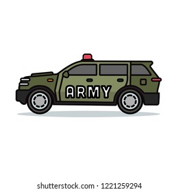 Army SUV Car Vector Illustration