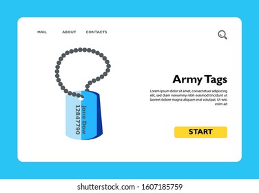 Army tags flat icon. Multicolored vector illustration of military identification tags