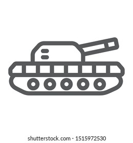 Army tank line icon, army and force, armature sign, vector graphics, a linear pattern on a white background, eps 10.