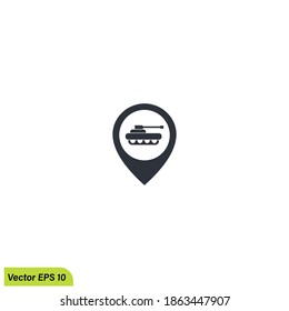 elemento de diseño de la plantilla de logotipo del vector ubicación del tanque de ejército