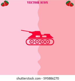 Army tank vector  icon. Strawberry Background.