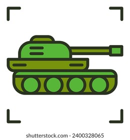 Vector de tanque de ejército Icono o signo del concepto de transporte de guerra