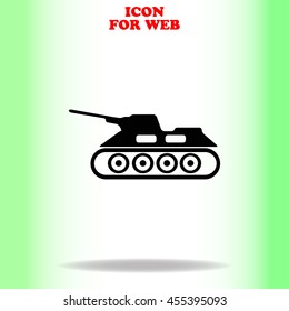 Army tank web icon. Black illustration on white background