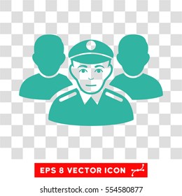 Army Team EPS vector pictograph. Illustration style is flat iconic cyan symbol on chess transparent background.