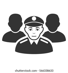 Army Team vector icon. Flat gray symbol. Pictogram is isolated on a white background. Designed for web and software interfaces.