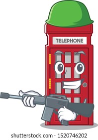 Army telephone booth character shape on mascot