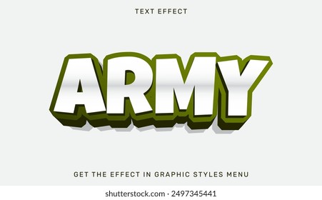 Army text effect template in 3d design