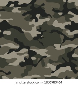 
Army texture camo pattern forest stylish design on textiles. Gray background.