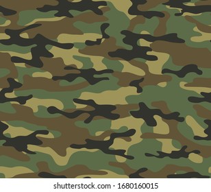 
Army texture camouflage seamless pattern for textiles. Forest background. Vector graphics.