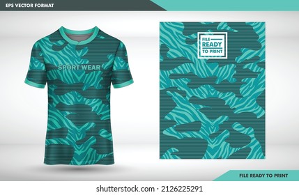 Army texture line pattern geomteric Fabric textile pattern design for soccer jersey football kit racing e-sport or sport uniform. Front t-shirt mockup template design. Vector Illustration.