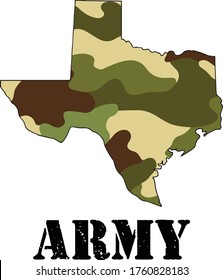 Army Theme Texas Map - Vector file