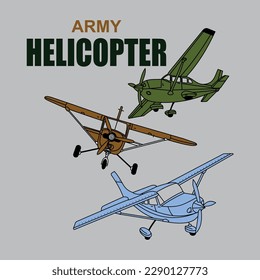 Army Three Helicopter  vector Design