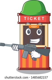 Army ticket booth edge of mascot table