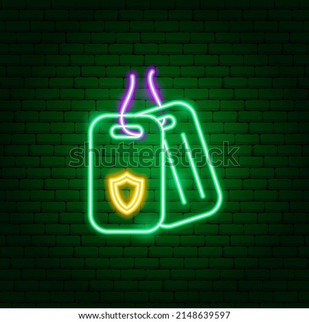 Army Token Neon Sign. Vector Illustration of Soldier Promotion.